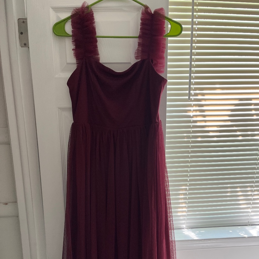 Lulus Burgundy Dot Tulle Cocktail Dress
